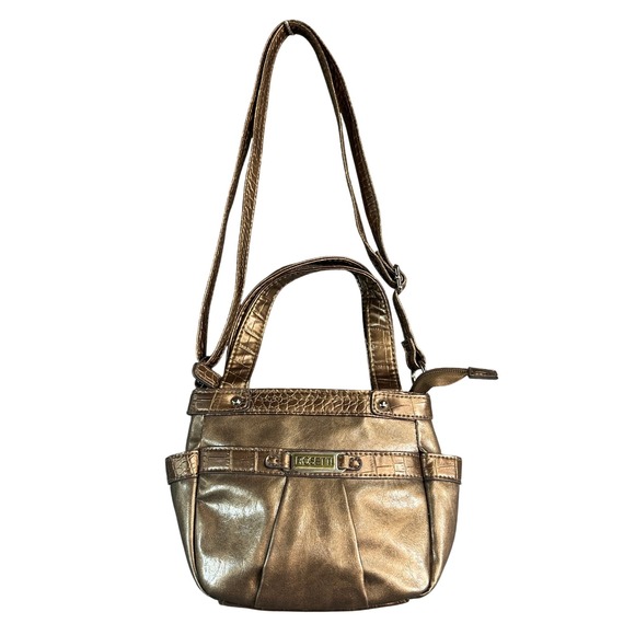 Rosetti Handbags - Rosetti Metallic Bronze Faux Crocodile Leather Crossbody Handbag Satchel